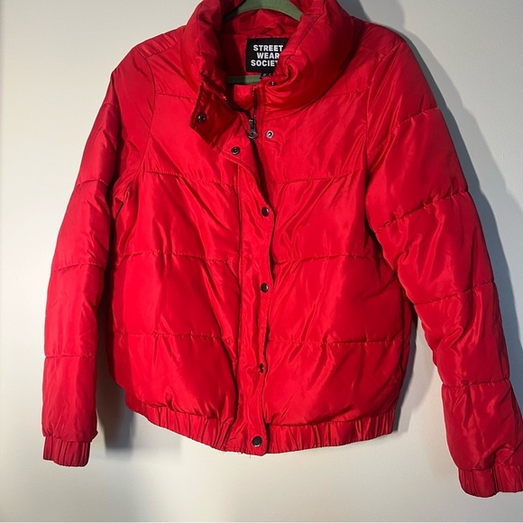Streetwear Society Red Puffer Bomber Style Jacket Size S - Picture 7 of 8